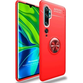 Resim Xiaomi Mi Note 10 Pro Kılıf Kickstand Ring Holder Kırmızı 