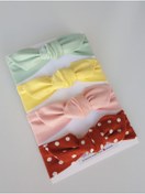 Resim swan butik Kız Çocuk Bebek Bandana Toka Seti 4'lü Pudra Pembe, Sarı, Mint, Kiremit 