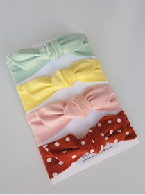 Resim swan butik Kız Çocuk Bebek Bandana Toka Seti 4'lü Pudra Pembe, Sarı, Mint, Kiremit 