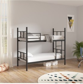 Resim Defne Ayrılabilir Metal Ranza Siyah 90x200 Cm 