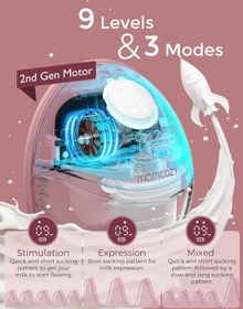 Resim M6 Taşınabilir Elektrikli Göğüs Pompası 3 Mod, 9 Seviye, 295 mmHg Güçlü Motor 