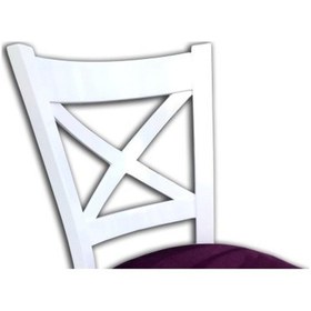 Resim Sandalye ÇAPRAZ model Kayın Torna RETRO Ayak Babyface kumaş Döşeme Parlak Beyaz El Yapım 