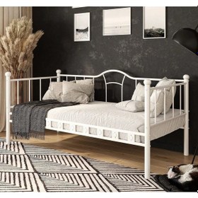 Resim Reyo Kamelya Sedir Metal Karyola Beyaz 90x200 