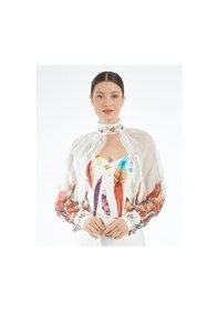 Resim İşleme Detaylı Bolero Ve Büstiyer Takım - Çıkarılabilir Bolero - Modern Ve Şık - Özel Gün Ve Davetler İçin Takım Ekru 