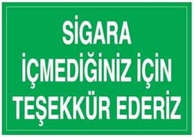 Resim Sigara İçmediğiniz İçin Teşekkür Ederiz Uyarı Tabelası - 50x70 Alüminyum Kompozit Panel - SİG4 