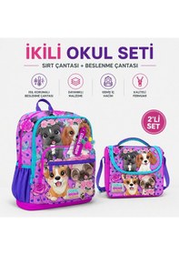 Resim Coral High Pembe Köpek Desenli Okul Sırt Çantası 23750+thermo Beslenme Çantası 11750 Çok Renkli 