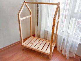 Resim Montessori Ahşap Elbise Askılığı Tek Raflı - Antrasitgri 