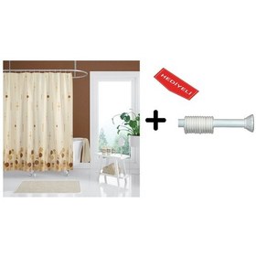 Resim Banyo Duş Perdesi 6022 120x200 Perde Borusu Askı Aparatı 90x130 Hediyeli Çok Renkli 
