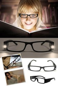 Resim AboutThePerfect Led Işıklı Camsız Kitap Okuma Gözlüğü, Gece ve Gün Işığında Rahat Okuma 