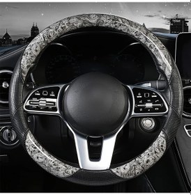 Resim Chuangyinshop Grey Lüks Kaymaz Direksiyon Kılıfı 14 1 14 9 Model Faux Ahşap Pu Deri Karbon Fiber Aksan Konfor Stil - 