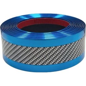 Resim Tongdashop Karbon Fiber Desenli Çizilmeye Karşı Koruma Evrensel Kapı Eşiği Koruma Şeridi Mavi 