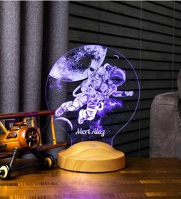 Resim Astronot Kozmonot Uzay Kişiye Özel 3D Led Lamba 