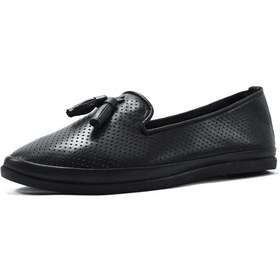 Resim Beety 111-81 Hakiki Deri Siyah Ortopedik Kadın Babet Ayakkabı Siyah 