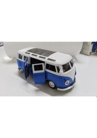 Resim Oyuncak Metal Model 1 / 36 Çek Bırak Mavi 1963 Volswagen T1 Bus Minibüs 