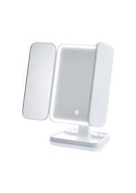 Resim Valkyrie Işıklı Makyaj Aynası 3 Panelli, 180 Dönebilen, 3 Renk Led, Dokunmatik, Type-c Şarjlı Beyaz 