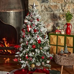 Resim New Year Yılbaşı Karlı ve Kozalaklı Yılbaşı Çam Ağacı 150 Cm 