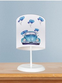 Resim Mekta Home Bebek Ve Çocuk Odası Mavi Vosvos Desenli Abajur 