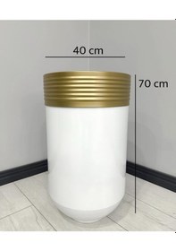 Resim Elegant Dekoratif Eskitme Darbuka Parlak Beyaz Saksı 70cm 