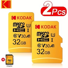 Resim 2 Paket Kodak Micro SDXC Kartı, 128GB/64GB/32GB, UHS-I U3 V30, Sınıf 10, Kameralar, Drone'lar, Dash Kam'lar için Yüksek Hızlı Flash Bellek Kartı 
