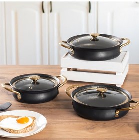 Resim Oms 3724 Bakraç Güveç Sahan Takımı - Yanmaz Yapışmaz 3 Lü Sahan S 