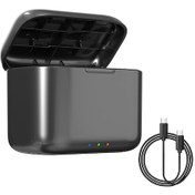 Resim Tenfowee Insta360 X4 Spor Kamerası İçin 2 Pil Hızlı Şarj Kutusu, 2 Hafıza Kartı Depolama, Type-c Arayüzü, Abs Malzeme 