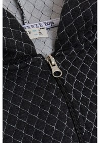 Resim Erkek Çocuk Desenli Kapüşonlu Fermuarlı Hırka-13419-füme 