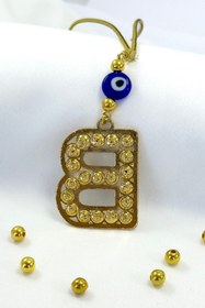 Resim biuti Gold Renkli Parlak Taşlı B Harfi Araba Dikiz Ayna Süsü, Hediyelik Araba Süsü 