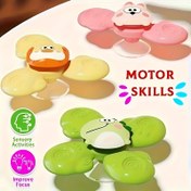 Resim Üç Parça Emme Kupa Dönen Oyuncak - 0-3 Yaş Çocuklar İçin Duyusal Spinner, Kolay Tutuş ABS Malzeme, Yüksek Sandalyeler, Küvetler, Cadılar Bayramı, Noel, Şükran Günü İçin Mükemmel Hediye - Pembe, Sarı, Yeşil, 18+ABS (ABS Reçine) 