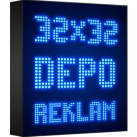 Resim Depo Tabela Reklam Mavi Kayan Yazı LED Tabela 32 x 32 cm Çift Taraflı 