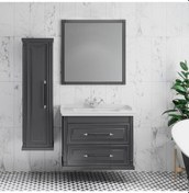 Resim Denko Albatros 80 CM Mdf Gri Banyo Dolabı Takımı + Boy Dolabı 