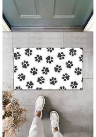 Resim Dijital Baskı Beyaz Siyah Patiler Dekoratif Kapı Paspası K-2024 