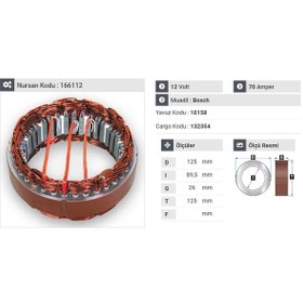 Resim 12v Alternatör Statör Bosch Tipi 70 A 3 Uçlu N11.398 