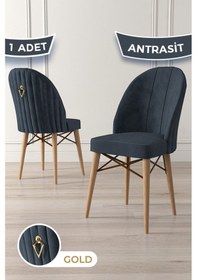 Resim Canisa Ritim Serisi, 1.sınıf Babyface Kumaş Doğal Ahşap Ayak Gold Halkalı 1 Adet Antrasit Sandalye Sandalye Antrasit Ayaklar Doğal Ahşap 