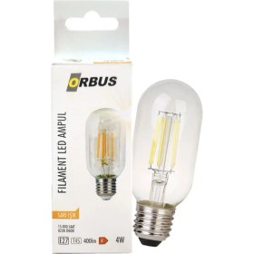Resim Orbus TC45 4W LED Ampul E27 Sarı Işık 2700K 400Lm Filament Clear 