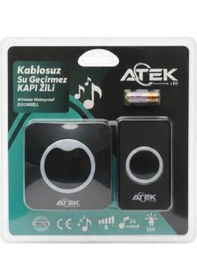 Resim Siyah Kablosuz Su Geçirmez Kapı Zili Çok Renkli 