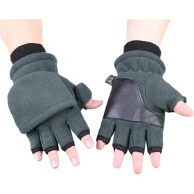Resim Pengfushop5 Kadın Gri Stili Kadın Erkek Kış Polar Polar Yarım Parmak Flip Eldiven Çift Katmanlı Kalınlaşmak Dokunmatik Ekran Parmaksız Cabrio Eldivenler Bilek Wa (Yurt Dışından) 