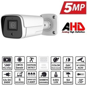 Resim EZCOOL EZ-4040HD 5MP 3.6MM 2ARRAY AHD BULLET 