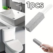 Resim Uzun Saplı ve Ergonomik Tutma Yeri Olan 1 Adet Pomza Taşı Tuvalet Temizleyici - Banyo, Lavabo, Havuz için Taşınabilir Lekeleri Çıkarıcı Araç - Yüzeyi Çiziksiz, Asılabilir Kancalı Oteller, Misafirhane ve Ev Temizliği İçin Banyo Temizleme Aletleri 