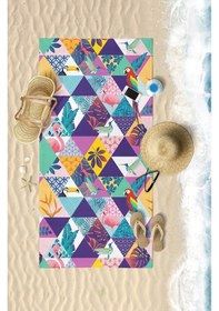 Resim TROPICAL SUMMER Dijital Baskılı 75x150 Cm Plaj Havlusu Lacivert 