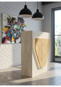 Resim Resital Ledli Karşılama Bankosu G-90 Cm Ofis Kasa Resepsiyon Masası Banko-001-8-6 