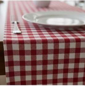 Resim Kırmızı Beyaz Pötikare Runner Masa Örtüsü 35x200 Cm Kırmızı 