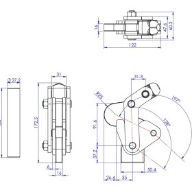 Resim Goodhand GH-702-K Ağır Hizmet Tipi Geçişli Kelepçe, Düz Taban | Tutma Kapasitesi 1000KG, Ağırlık 2. 