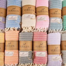 Resim YURTLU'S Elegance Series Absorbent 38"x72" Turkish Towel Highly Pre-Washed - Beige 