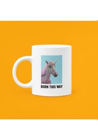 Resim Born This Way Baskılı Porselen Kupa 330 Ml Beyaz 