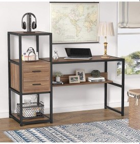 Resim Zizuva Modern Tasarım Çekmeceli Çalışma Masası Ceviz - Siyah 