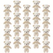 Resim 20 Adet Mini Peluş Ayı Figürleri - Yumuşak Kumaş & PP Malzeme, 10.97x7.98 cm Sevimli Küçük Ayılar DIY Anahtarlık, Sırt Çantası Aksesuarı, Ev Dekoru İçin - Şirin Beyaz Dolu Hayvan Süsleri, Dayanıklı ve Hafif, Basit Tasarım, Yüksek Kalite İşçilik 