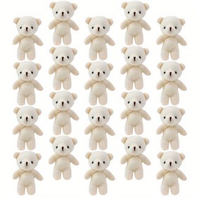 Resim 20 Adet Mini Peluş Ayı Figürleri - Yumuşak Kumaş & PP Malzeme, 10.97x7.98 cm Sevimli Küçük Ayılar DIY Anahtarlık, Sırt Çantası Aksesuarı, Ev Dekoru İçin - Şirin Beyaz Dolu Hayvan Süsleri, Dayanıklı ve Hafif, Basit Tasarım, Yüksek Kalite İşçilik 