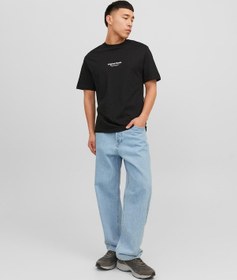 Resim Jack & Jones Jorvesterbro Rahat Kesim Tişört 12240121 Black Siyah 