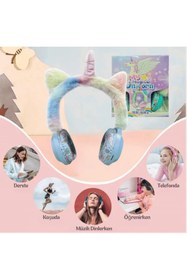 Resim ROXİVA Kablosuz Sevimli Unicorn Peluş Tüylü Kız Çocuk Kulaklığı Wirelles Headphone 