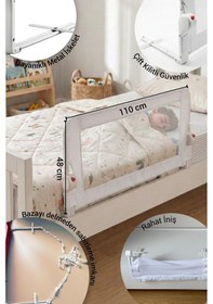 Resim Wellgro Littles 110 48 CM Yatak Bariyeri, Çocuk Yatak Korkuluğu Beyaz 